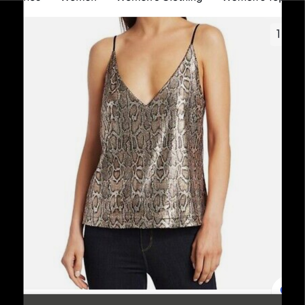 L'AGENCE Metallic Snake Print Camisole
